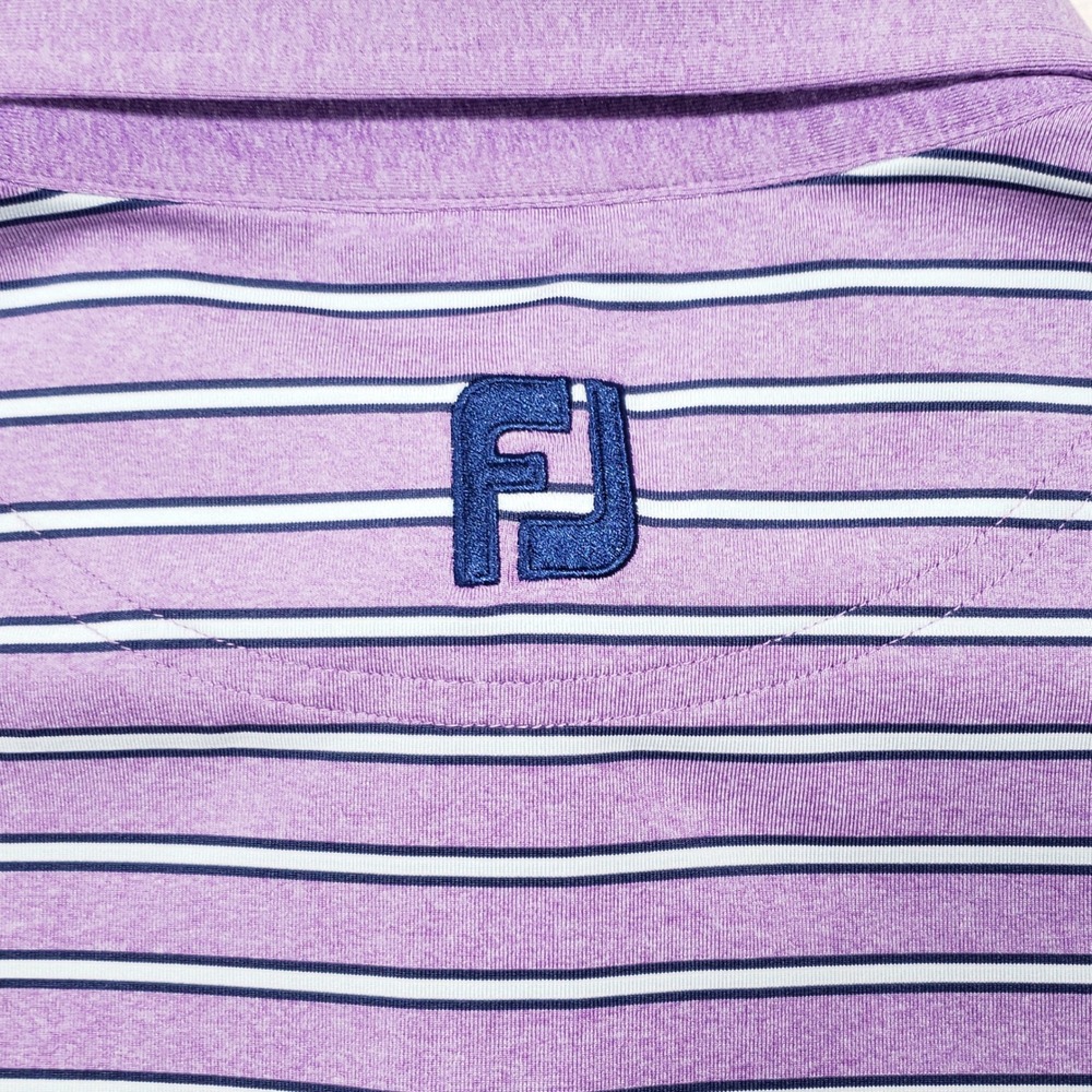 FootJoy Polo Shirt Mens Medium Purple Striped Lisle Austin‎ Country Club Golf - Picture 5 of 9
